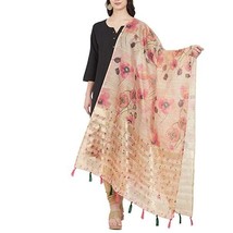 Women&#39;s Dupatta Silk Floral Zari Pallu Chunni with tassels 2.3Mt X 36&quot; Multi ZAP - £29.16 GBP