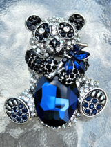 Austrian Crystal and Enamel Panda Bear Brooch / Pendant - £9.40 GBP