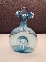 Vintage Aqua Blue Old Jersey Glass Colonial Donut Flask Vase - £22.51 GBP