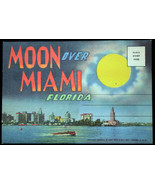 1947 color litho linen POST CARD accordion-fold album MOON OVER MIAMI FL... - £4.08 GBP