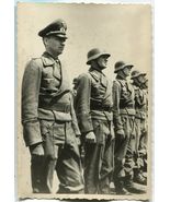 German WWII Photo Lined Up Elite Troops Soldiers in Helmets 02942 - £11.72 GBP