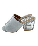 Steve Madden Dalis Grey Suede Leather Sandals Slip On Mule Clear Block H... - £96.48 GBP