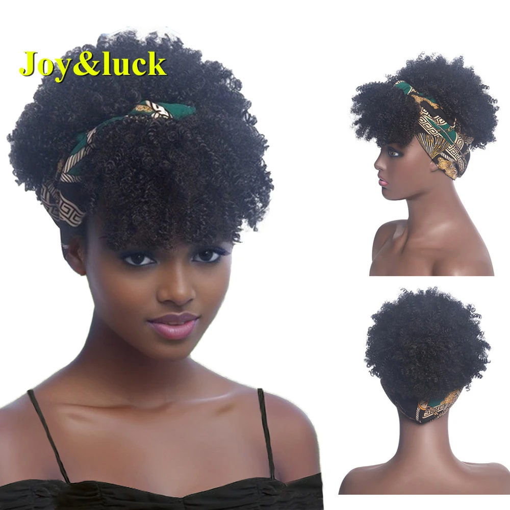 Headband Synthetic Wig Short Afro Kinky Curly Hair Wigs For Black Women Fluf - £19.22 GBP+