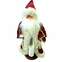 Old World Style Santa Claus Christmas Figure 18 inch Fabric Faux Fur Burgandy - £11.23 GBP
