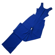 NWT BCBG MaxAzria Rossana in Royal Blue Satin Wide Leg Cutout Jumpsuit 4... - $81.18