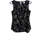 Cabi Blouse Women SizeXS 3588 Mist Black White Floral Pleated Tie back P... - $17.81