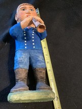 VTG Collectible 12 Inch Hand Carved and crafted Man playing the Horn Christmas - £34.25 GBP