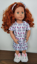 Doll Nightgown Outfit Bunny Slippers Headband Fits American Girl 18&quot; Sle... - £10.03 GBP
