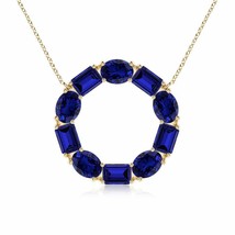 ANGARA Lab-Grown Blue Sapphire Circle of Life Pendant in 14K Gold (6x4mm,3.25Ct) - £1,719.15 GBP