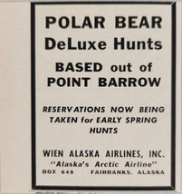 1956 Print Ad Polar Bear Hunts Point Barrow Wien Alaska Airlines Fairbanks,AK - £5.86 GBP