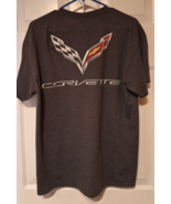 Mens Corvette Double Sided T Shirt Sz Large Gray Graphic Tee - £12.25 GBP