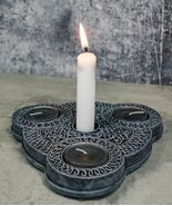 Wicca Triple Goddess Celtic Knotwork Triquetra Triple Votives Taper Cand... - $364.86 MXN