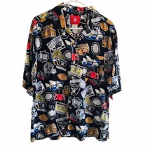 Vtg 90s NFL Oakland Raiders AOP All Over Print Hawaiian Palm Shirt L Button Up - £33.58 GBP