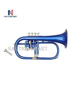 NauticalMart Bb Flat 3 Valve Blue Flugel Horn + Free Hard Case + Mouthipice - €172,81 EUR