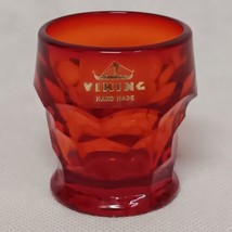 Viking Georgian Ruby Red Whiskey Shot Glass Toothpick Holder With Label - £19.07 GBP