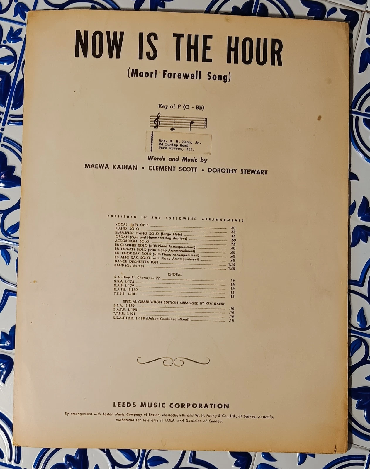 Now Is The House (Maori Farewell Song) - sheet music - €5,16 EUR