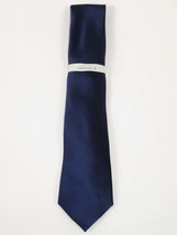 Men's Perry Ellis Tie Classic Satin Silky Feel #Perry-1 Solid Navy Blue image 2