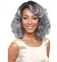 Fashion Ombre 1B to Grey Heat Resistant Synthetic Curly Hair Wigs 14inches - £10.44 GBP