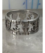Antique Hope Ring Charity Faith Cross Anchor Heart Band Sterling Silver ... - $653.57 MXN