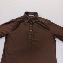 Vintage LeeMar Women's Brown Qiana Nylon 1/4 Buttons Collar Blouse Chest 37" image 15