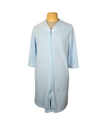 Miss Elaine Womens Large Zip Up Bathrobe Robe Polka Dot Blue Embroidered... - $21.17