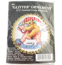 Design Works Cross Stitch Kit Glitter Ornament Bear Hugging Rocking Hors... - $15.10