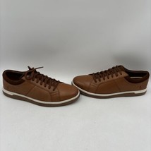 Hush Puppies MAYNARD Cognac Leather Round Toe Lace Up Low Top Sneakers, ... - £34.87 GBP