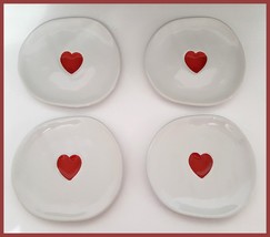 NEW Williams Sonoma Set of 4 Heart Salad Plates 9&quot; Stoneware - £63.94 GBP