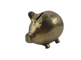 Vintage Solid Brass Small Pig Piggy Bank Coin Money No Stopper Figure - £19.85 GBP