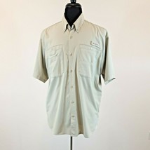 Columbia PFG Large Mens Shirt UPF 30 Vented Lightweight Tan Layered Pockets - £14.72 GBP