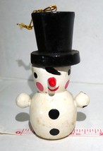 Snowman wooden hanging ornament vintage 1968  painted missing broom 2 3/4&#39; tall - £5.39 GBP