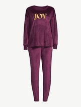 Joyspun Women&#39;s Velour 3-Piece Pajama Sleep Set with Eye Mask Purple Size S(4-6) - £19.82 GBP