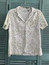 Cathy Daniels Women&#39;s Button Up Shirt ~ Sz S ~ Green &amp; White ~ Short Sleeve - £17.92 GBP