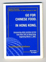 Continental Airlines System Timetable Go For Chinese Food in Hong Kong 2000 - $24.72