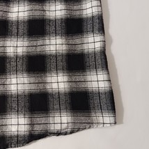 SHEIN Women's Black & White Plaid Flannel Drawstring Hoodie Shirt Jacket Size M image 7