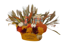 Fall Thanksgiving Floral Design Centerpiece Artificial 22&quot;L x 17&quot;T In Tin - £15.73 GBP