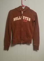 Hollister Womens Small Full Zip Sweatshirt Hoodie Brown Orange County Surf 1922 - £4.79 GBP