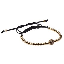 DOUVEI New Gold Diy Design Pave CZ Ball Charm Bracelet Men Women Braided... - £11.54 GBP