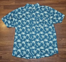 Molokai Surf Men&#39;s XL Hawaiian Style Green &amp; White Palm Tree Short Sleev... - $16.83