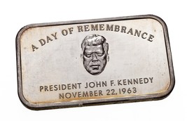 1973 John F. Kennedy A Day of Remembrance By Colonial Mint 1 oz. Silver Art Bar - $154.89