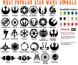 Star Wars Vinyl Decal Sticker Car Helmet Wall Window Laptop StarWars Symbols Art - £3.40 GBP+