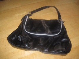 NINE WEST LADIES BLACK SHOULDER BAG-PVC-BARELY USED-SOFT/ROOMY-18&quot;x23&quot;x2... - £7.49 GBP