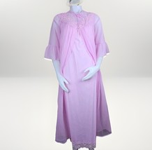 Vintage Peignoir Set Blush Pink Nightgown Chiffon Robe Womens M Sheer Ny... - $53.74