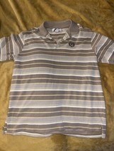 Phat Classic Original Polo Shirt Size 3XL Tan Striped Embroidered Short Sleeve - £20.60 GBP