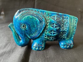 Bitossi Rimini Blue elephant Ceramic Ornament Pottery Interior Italy Ald... - $159.99