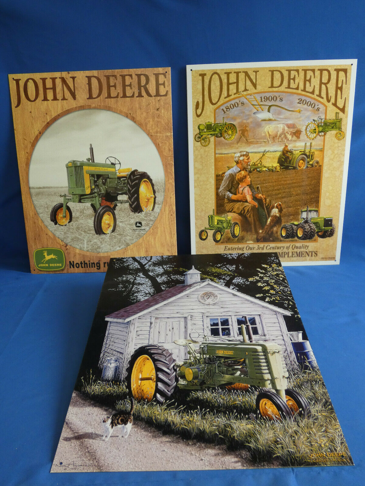 Primary image for John Deere OUT OF PRINT Farm Ranch Tractor Collectors 3 pc Metal Sign Set 116