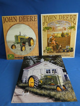 John Deere OUT OF PRINT Farm Ranch Tractor Collectors 3 pc Metal Sign Set 116 - £37.56 GBP