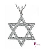 Diamant Jüdisch Stern von David Anhänger Rolo Kette 16 " 14K Weiß Gold 0.75 - $1,483.94