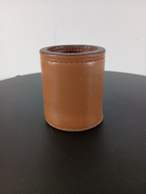 Leather Dice Shaker Pencil Cup Vintage Green Felt Lined 3 3/8&quot; H x 2 3/4&quot; Dia. - £11.42 GBP