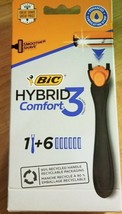 BIC Comfort 3 Hybrid Men&#39;s 3-Blade Disposable Razor, 1 Handle and 6 Cart... - £5.78 GBP